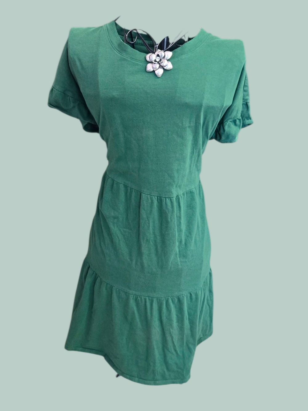 Green Tiered Casual Women's Dress - Unbranded
